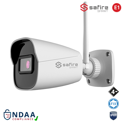 SAFIRE SMART 4MP Bullet-Kamera, Fix-Objektiv, WiFi / IP (SF-IPB080A-4WE1) – 109332
