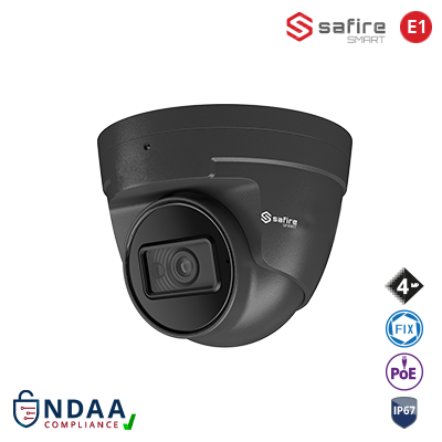 SAFIRE SMART 4MP Turret-Kamera, grau, Fix-Objektiv, IP (SF-IPT020A-4E1-GREY) – 109371